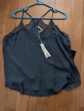 Delicate Lace Trim Charcoal Camisole